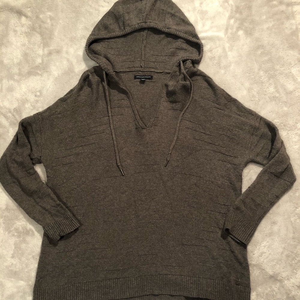 Grey V-neck Hoodie